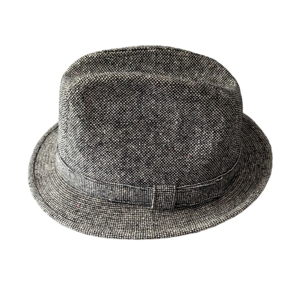 Dorfman Pacific Wool Tweed Fedora Hat Mens Medium M Black White Trilby 40s